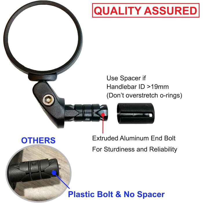 Велосипедне дзеркало Hafny, лінза з нержавіючої сталі, безпечне дзеркало заднього виду, лінза з нержавіючої сталі 62 мм