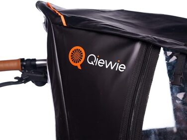 Розкішний дощовик - Підходить для вантажного велосипеда Babboe Curve - Qiewie З палицями, чорний