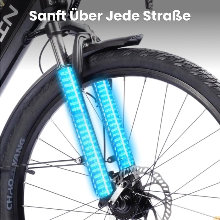 Чоловічий електровелосипед S10 26 дюймів, електричний велосипед для дорослих з двигуном 250 Вт, акумулятором 48 В 499,2 Втгод, 4,4-дюймовим РК-дисплеєм, електровелосипед з амортизаційною вилкою, до 100 км, 25 км/год, Pedelec для жінок, міські поїздки, чор