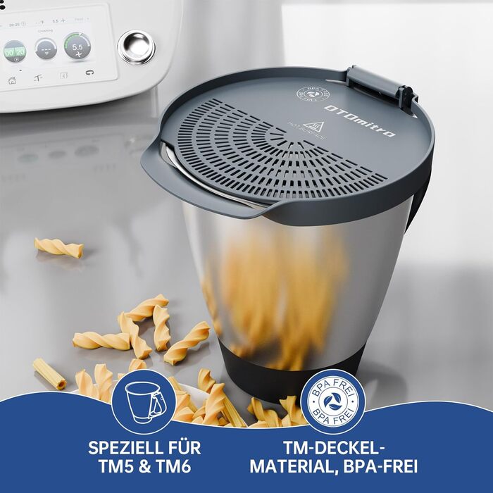 Дренажний допоміжний засіб для Thermomix TM5 TM6, Термозахисний затискач, Ливарний фільтр, Зливний ситечко для овочів, фруктів, Дренажний допоміжний засіб для Thermomix, TM5 TM6 Аксесуар Сито для локшини з Без BPA