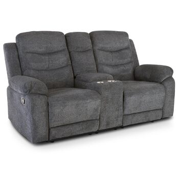 Крісло для кіно Raburg, 2-місне крісло для телевізора з механічною функцією розслаблення та відкидання, легким підйомом, підстаканником, відділенням для закусок, комфортною підкладкою, вантажопідйомністю 130 кг на сидіння Pixx, мікрофібра Темно-сірий Темн