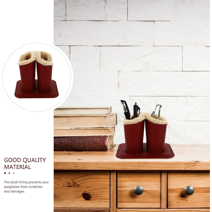 Тримач для окулярів Luxshiny Double з гладкого матеріалу з плюшевою підкладкою, для зберігання сонцезахисних окулярів та окулярів, прикраса для столу та тумбочки біля ліжка