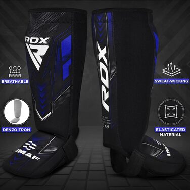 Щитки для гомілок RDX IMMAF для кікбоксингу, захисні накладки на підйомники для боксу, бойових мистецтв, ММА, спарингу, захист ніг для чоловіків та жінок, спорядження для кікбоксингу, синій розмір S