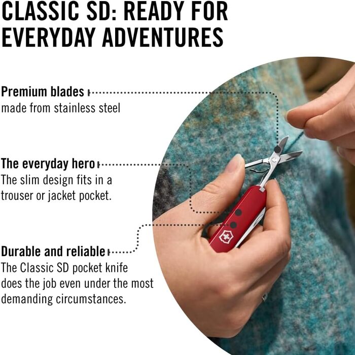 Швейцарський армійський ніж Victorinox, маленький, класичний SD, мультитул, подарунок, 7 функцій, лезо, пилочка для нігтів у стилі Icon
