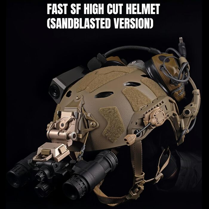 Тактичний шолом Fast SF High Cut, версія з піскоструминним покриттям, слоти для ремінця для навушників, отвори для підключення запасної маски, шоломи для страйкболу CS, чорний