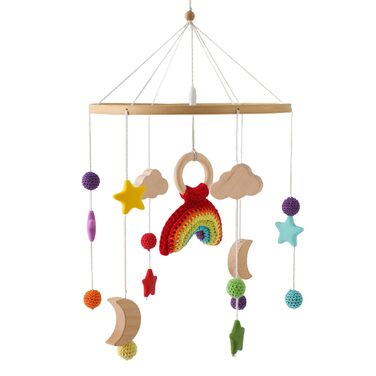 Мобільне дитяче ліжечко Baby Woods Rainbow Mobile Baby Wind Chime з фетровими кульками, хмарою та зіркою Мобільний дитячий кулон для ліжечка (веселка)