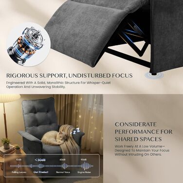 Електричне крісло-реклайнер FLEXISPOT з регульованою спинкою - регульоване крісло для телевізора, крісло-реклайнер з функцією відкидання, регульована спинка 125 - 160 - розслаблююче крісло, ергономічне, темно-сірий, темно-сірий A X1 Electric