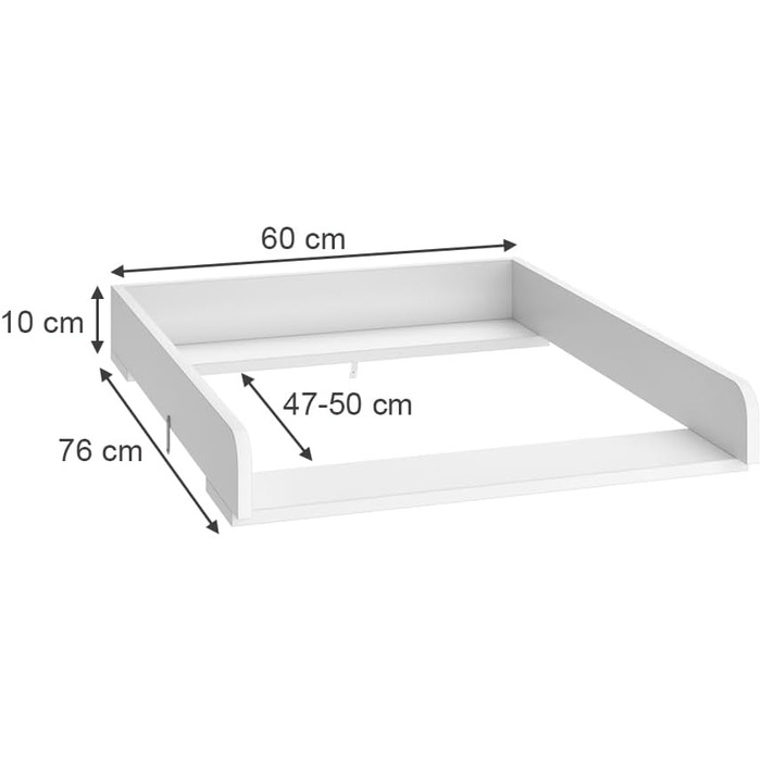 Насадка для пеленального столика Vicco Wicko, біла, 60 x 76 см (60 см без роздільника)