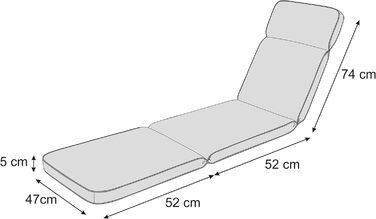 Подушка для шезлонга, подушка для шезлонга в саду (антрацит) 178 х 47 см, товщина 5 см, подушки для шезлонга, зручна подушка подушка для шезлонга, шезлонг