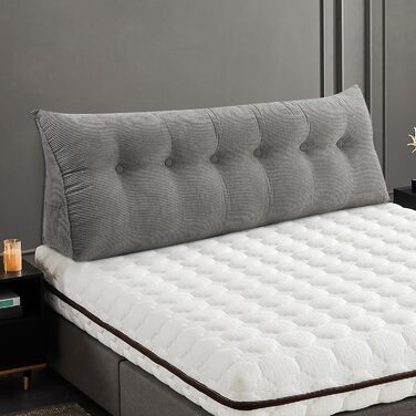 Подушка для читання для ліжка або дивана, трикутна, зі спинкою, подушкою для дивана, дитячим узголів&39ям, знімним чохлом, м&39якою, для додаткового комфорту - 180 * 50 * 20 см - One Grey 180 X 50 X 20 см, сірий