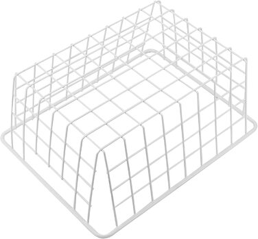 Набір із 4 білих металевих дротяних кошиків, 28 x 22 x 12 см, штабельовані дротяні кошики для зберігання, кошики для морозильної камери, сітчасті кошики для ванної кімнати, офісу, кухні, шафи, полиці