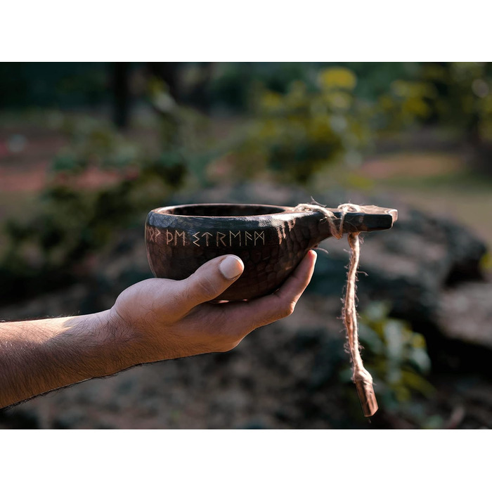 Традиційна чашка Кукса, 340 мл, унікальний глечик ручної роботи, легкий, міцний, середньовічний стиль, сільський дерев&39яний кухоль, кемпінговий кухоль, екологічно чистий