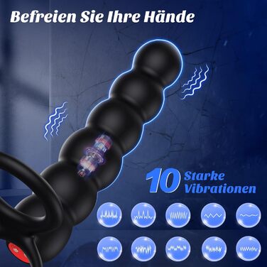 Подвійний вібруючий стимулятор для пар DRAGOSTI, для анальної і вагінальної стимуляції, з ерекційним кільцем, силікон