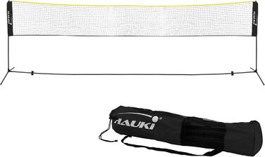 Сітка для бадмінтону Hauki, тенісна сітка 400 см/500 см, чорна/синя, висота 156 см, комплект сітки для воланів, 3 волани, сумка для перенесення, міцна залізна рама, портативна волейбольна сітка, тренувальна сітка для приміщень та вулиці, чорна, 500 см