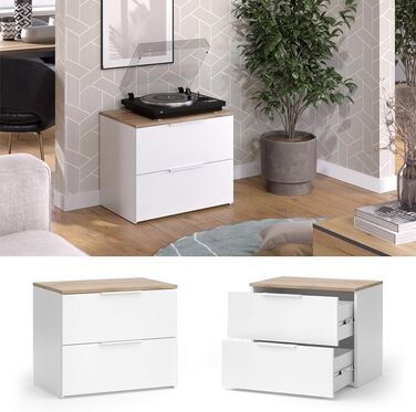 Комод Vicco Wido, полиця з дверцятами, білий/Сонома, 60 x 50 см з 2 шухлядами