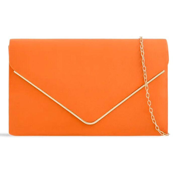 Жіноча сумочка fi9, однотонна, замша, для нареченої, випускного, весілля, вечора, вечірки, гаманець, середня, помаранчева