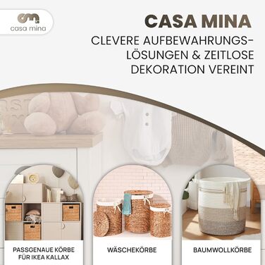 Кошик для зберігання Casa Mina 430x16 см 100 натуральний водяний гіацинт Декоративні кошики для зберігання для будь-якої кімнати Кошик для зберігання з міцним металевим каркасом, натуральний, розмір L