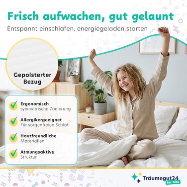 Матрац для дітей та підлітків - 90x200 см - H2 та H3 Розмір висота на вибір Матрац з холодної піни Чохол, приємний для шкіри, можна прати Сертифіковано Oeko-TEX (90 x 200 см, 10 см) 90 x 200 см 10 см, 24 -