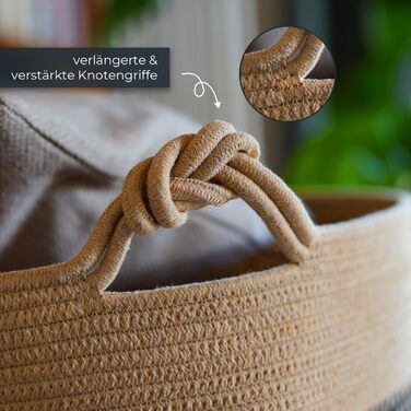 Кошик для зберігання HMF з ручками у формі щасливого вузла, великий бавовняний кошик 50 x 33 см Чорно-медовий