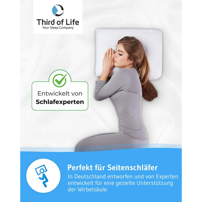 Подушка для сну на боці GIANFAR Ергономічна подушка Подушка для шийного відділу хребта з піною з ефектом пам&39яті Високоякісний терморегулюючий чохол Подушка для підтримки шиї з гігієнічним ультрасвіжим покриттям Термонаволочка білого кольору 55x40x12/10