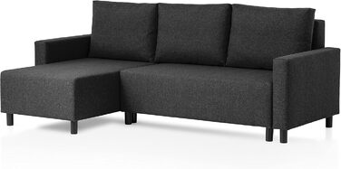 Диван-ліжко Traumnacht Avallon, L-подібний кутовий диван зі сном та місцем для зберігання речей у пуфі, виготовлений за німецькими стандартами якості, антрацит, 136 x 224 x 80 см