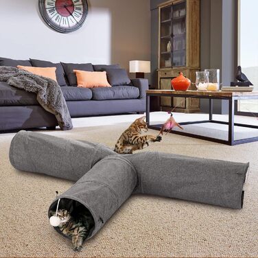 Котячий тунель Ownpets, 3-сторонній котячий тунель з ігровим м&39ячем, іграшка для котів, складний розширюваний ігровий тунель, ігровий тунель для котів, цуценят, кроликів та мангустів, діаметр 25 см