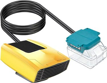 Універсальний портативний обігрівач на батарейках потужністю 200 Вт з 2 режимами температури та обертанням на 360, для BL1815, BL1820, BL1530, BL1840, BL1850, BL1860, акумуляторний обігрівач