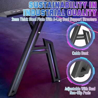 Ігровий стіл Storeo Imp, 140 x 60 см, МДФ / сталь / вуглецеве волокно, чорний