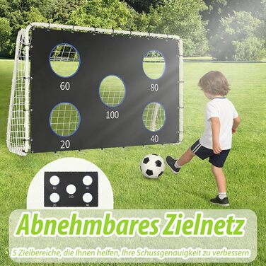 Футбольні ворота зі щитом 240 см x 170 см Високоякісні дитячі футбольні ворота з сіткою, щитом та шипами Підходять для будь-якої ситуації