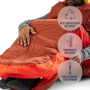 Синтетичний спальний мішок Hamelin (9 C) - Контурний - Застібка-блискавка вільного потоку - Утеплювач Revive Loft - Перероблені матеріали RCS - Для кемпінгу та походів Довгий RCS