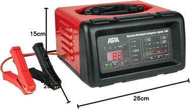 Зарядний пристрій для майстерні цифровий, зі швидким стартом, функцією утримання заряду, 20 А, червоний, чорний, струм заряду 20 А