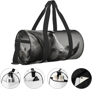 Спортивна сумка-рюкзак для подорожей з африканським принтом носорога, чорна, універсальний розмір