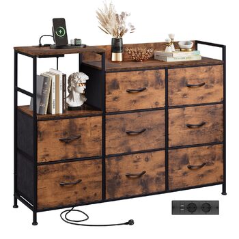 Комод WLIVE, 8 шухляд, тканинні шухляди з висувними полицями, для спальні, коридору, вітальні, дитячої кімнати (коричневий)