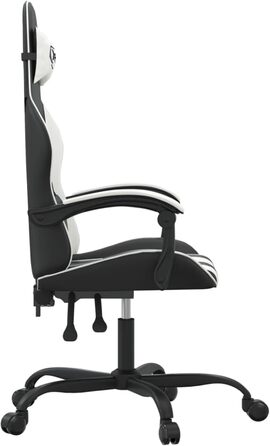 Зручне ігрове крісло з регульованим сидінням та функцією нахилу спинки - Чорний/Білий - Штучна шкіра - 57,5 x 59,5 x (121-131) см Ігрове крісло, модель 3143895