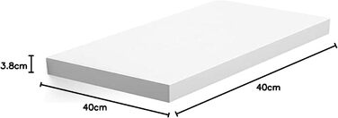 Настінна полиця VASAGLE, Настінна дошка для книг, картин, декору, Плаваюча полиця, 40 x 20 x 3,8 см, Офічна полиця, МДФ, для вітальні, кухні, коридору, спальні, ванної кімнати, білий LWS24WT