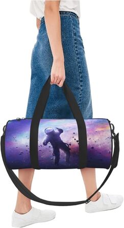 Спортивна сумка для подорожей, сумка-дорожня, з принтом космонавта, на нічліг, чорна, універсальний розмір, дорожня сумка