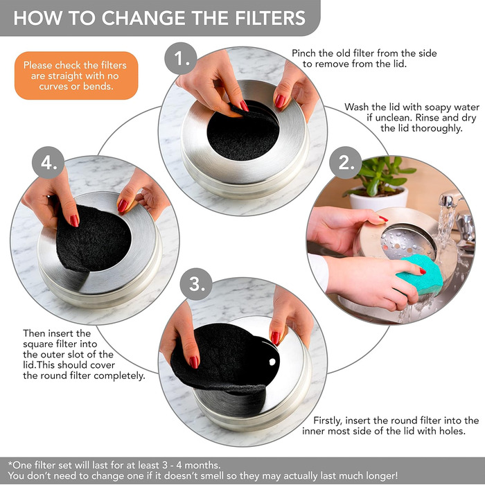 Компостний контейнер для кухні з нержавіючої сталі без запаху - контейнер для органічних відходів - з безкоштовними фільтрами з ак