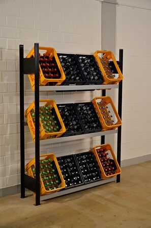 Стелаж для напоїв SCHULTE Regalwelt до 12 ящиків, 180x136x30 см (ВxШxГ), вантажопідйомність на полицю 60 кг, чорно-сріблястий