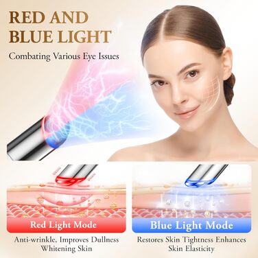 Масажер для очей, ANLAN 402 Масажер для обличчя Eye Fresher Electric EMS Face Device LED Light Therapy Масажер для обличчя для видалення темних кіл, масажер для обличчя та очей проти зморшок проти старіння Режим-2