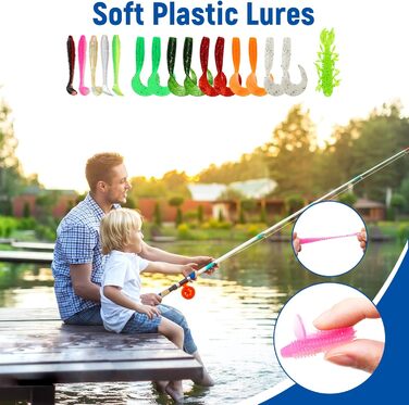 Набір рибальських приманок Yiomxhi з 137 предметів, включаючи коробку для снастей, рибальські аксесуари, включаючи м&39які пластикові приманки, воблери, плаваючі приманки, блешні, гачки, вантажі, рибальські приманки для щуки, форелі, судака, окуня чудовий