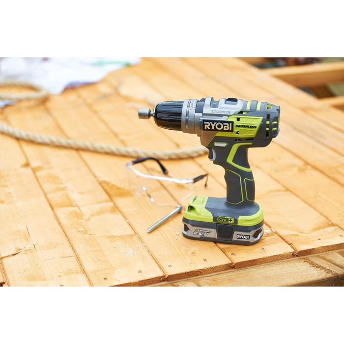 Акумуляторний ударний дриль-шуруповерт Ryobi (18 В, функція ударного свердління, 2 акумуляторні батареї 2,0 і 5,0 Ач, швидкозатиск