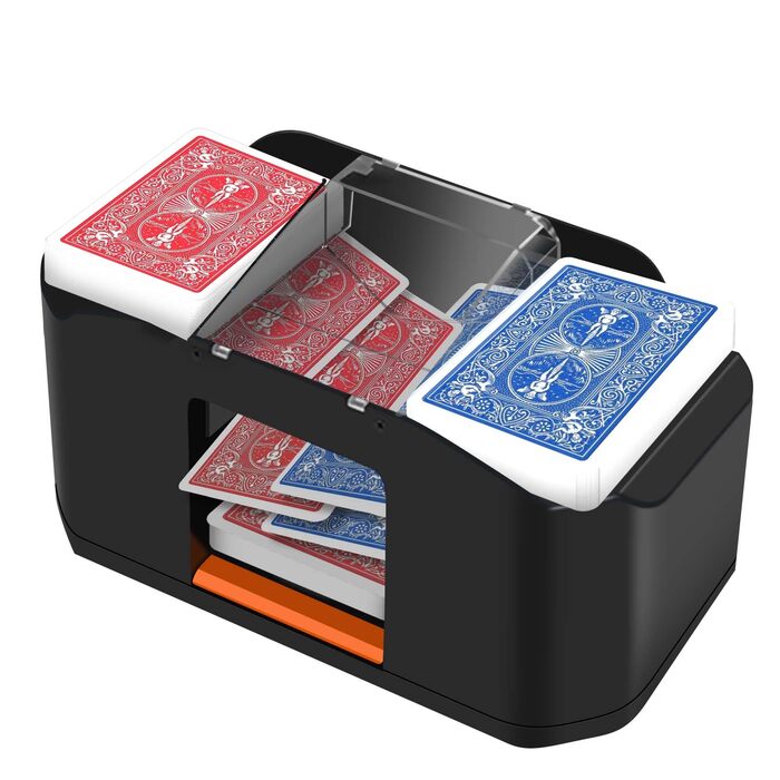 Автоматичний змішувач карт Тихий, з акумулятором 2000 мАг Змішує 2 колоди карт Сумісний з Покером, Бріджем, Раммі, Скатом, Чорний