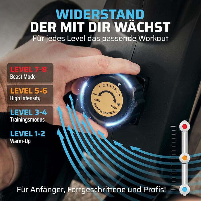 Складаний гребний тренажер SportPlus для домашнього використання - Розроблено в Німеччині - Для початківців та досвідчених користувачів - Гребний тренажер з магнітним опором, надзвичайно тихий, складний та компактний, до 150 кг, чорний/сірий - Сумісний із