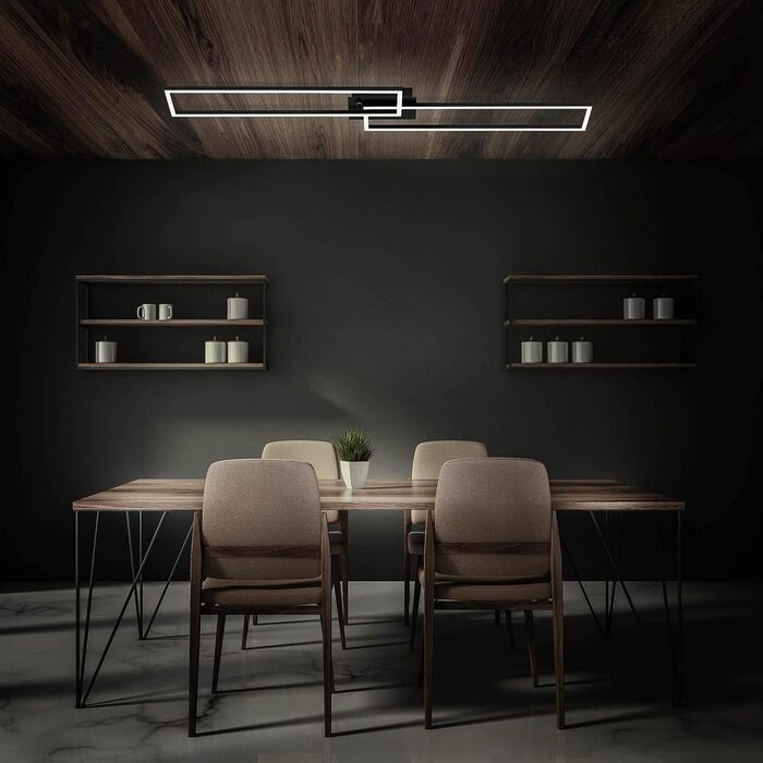 Стеля LED-світильник BRILONER з пультом керування, диммер, регулювання кольору (теплий-нейтральний білий), чорний, 110x24,8x7,8 см