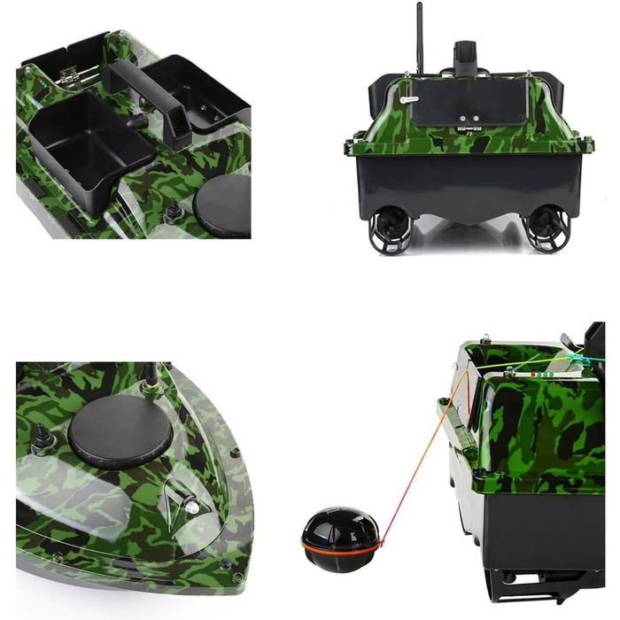 Приманка човен з 3 відсіками катапульти. Човни-наживки для лову коропа з GPS, 16 точок пам&39яті, з сумочкою, антенами, пропелером та ін., 12000mAh 500m GPS