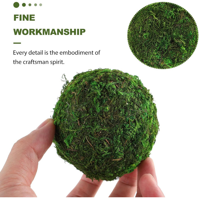 Кульки із сухого моху Камені з штучного моху Кулька з акваріумного моху Зелений мох для виготовлення булочок Зелені кульки з моху Підвісні кульки Кулька Соковитий наповнювач із сухого моху, 6 шт.