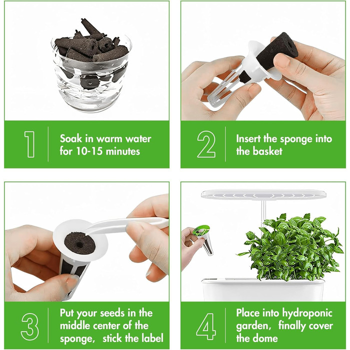 Губки для росту Rigute, 12, набір систем для гідропонного вирощування, включаючи 30 шт. Гідропонного кошика для посадки, 30 шт. Гідропонних ізольованих кришок, 30 шт. Губки для рослин, 30 шт. етикеток