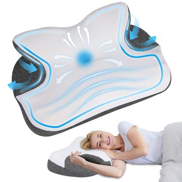 Подушка NEWHEY з піни з ефектом пам&39яті, ергономічна подушка для голови від болю в шиї, ортопедична подушка, подушка для підтримки шиї для сну на боці, спині та животі