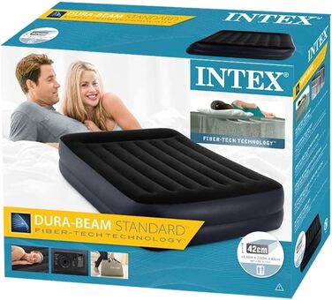 Піднятий надувний ліжко Intex Adult Twin Pillow Rest з Fiber-Tech Bip, верх чорний/низ синій, 99 x 191 x 42 см, 64122