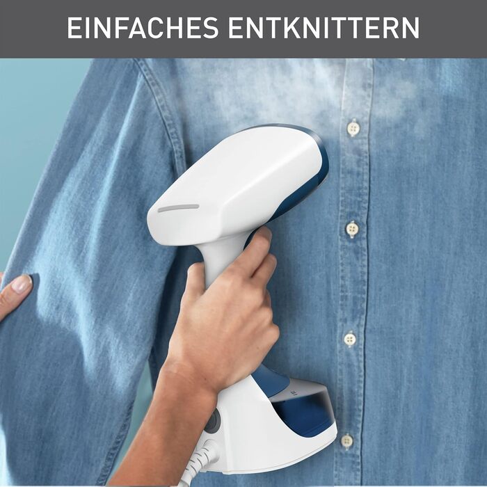 Секунд нагріву 1400 Вт до 25 г/хв. резервуар для води 150 мл 8 хв. відпарювання мережевий кабель 2,6 м різні аксесуари білий/синій